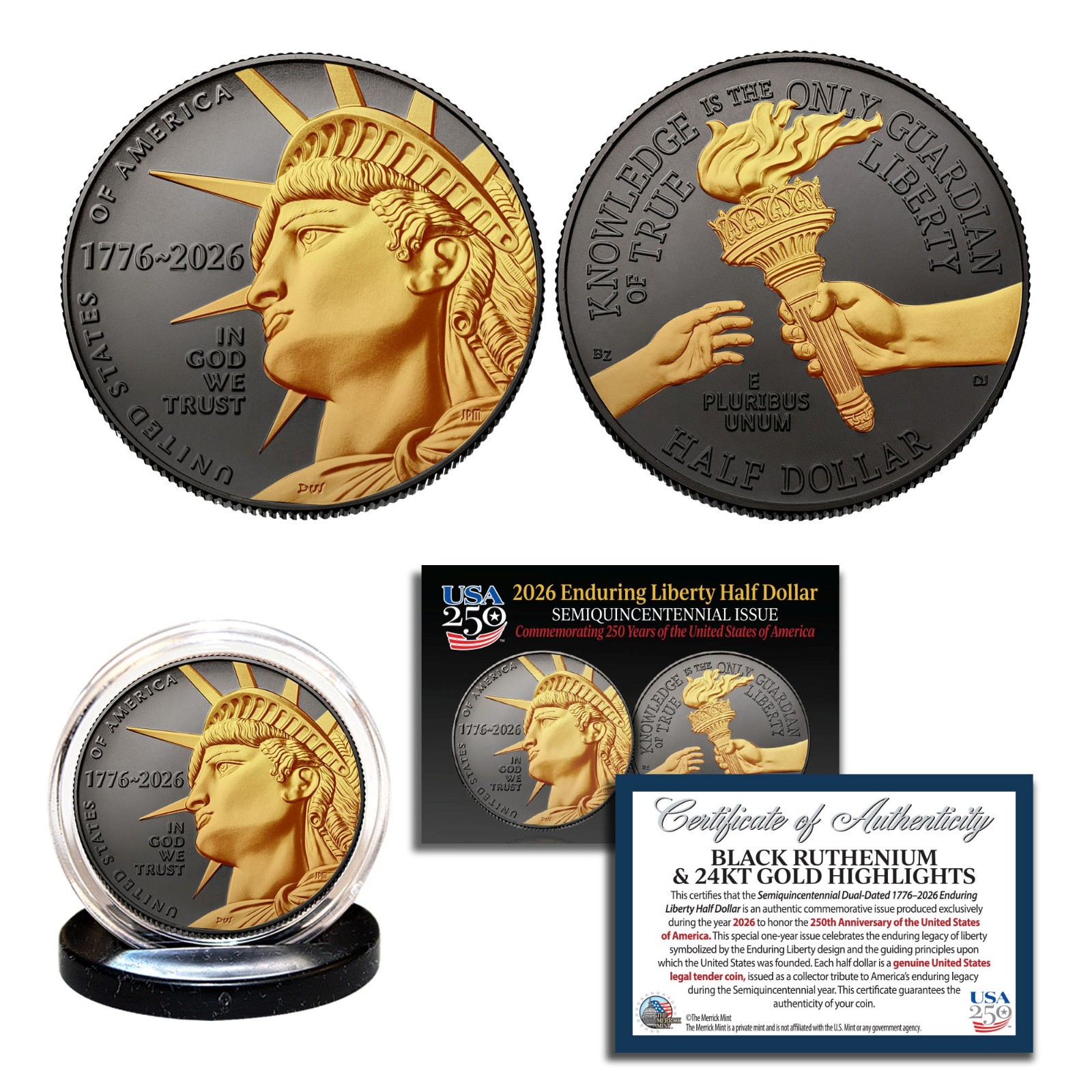 America 250 Black Ruthenium Half